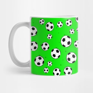 Football / Soccer Ball Seamless Pattern - Green Background Mug